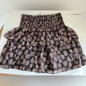 Loft Womens Kneel Length Skirt, Size M, Gray with Pink Blossoms